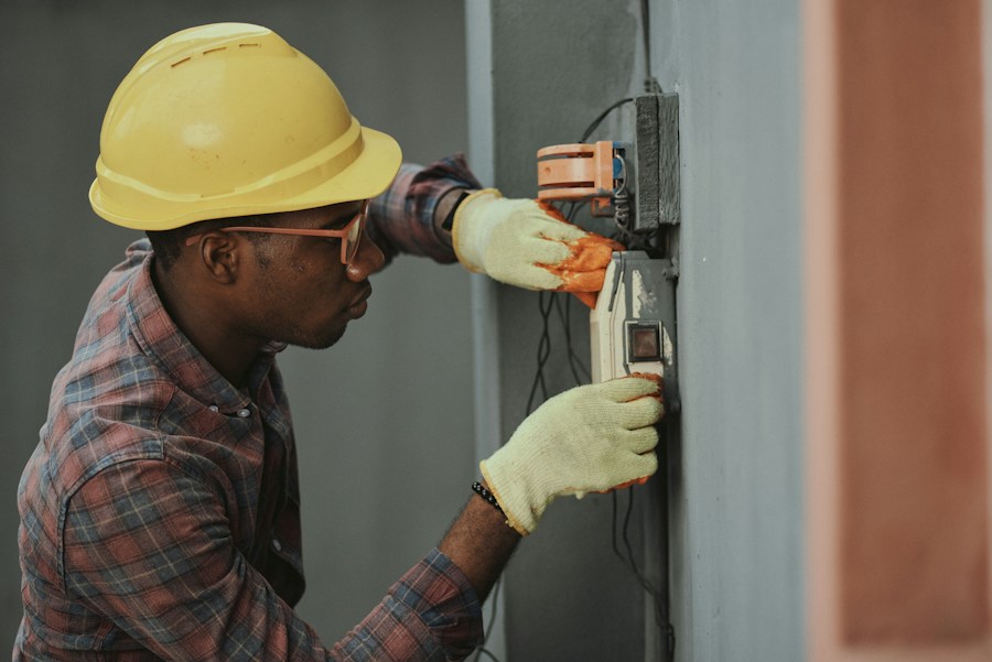 Electrical contractor at work