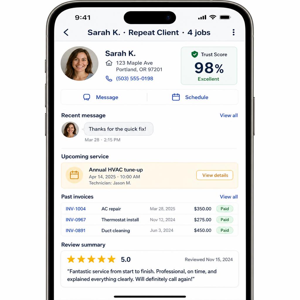 Trust scores & client history
